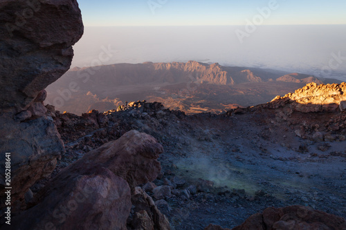Inside the crater of Pico del Teide, highest peak of Spain, Tenerife, Canary Islands