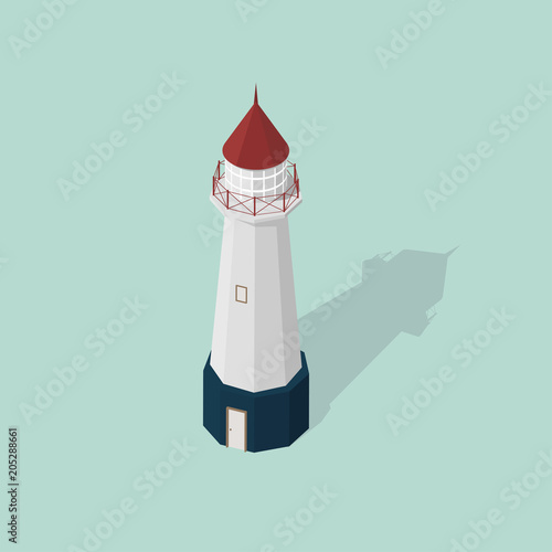 Vector low poly lighthouse tower.