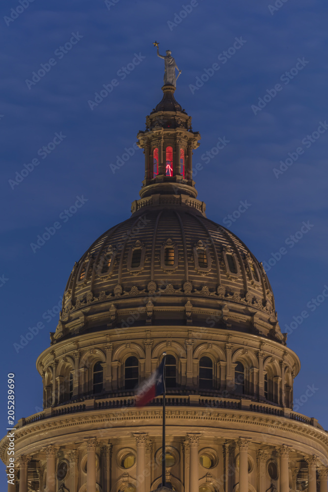 MARCH 1, 2018, ,AUSTIN STATE CAPITOL BUILDING, TEXAS - Texas State Capitol Building at dusk