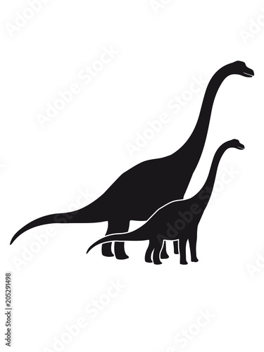 mutter mama papa kind familie junges kleines Diplodocus langhals groß riesig silhouette schwarz umriss dino dinosaurier saurier clipart comic cartoon design © Style-o-Mat-Design