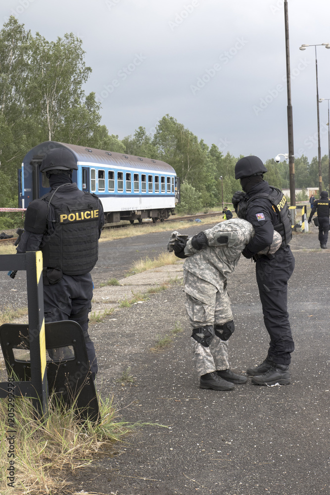 police detention of terrorists following the destruction of the train police detention of terrorists following the destruction of the train