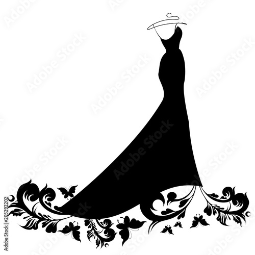 wedding dress design, black and white