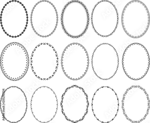 set of decorative oval borders - design elements