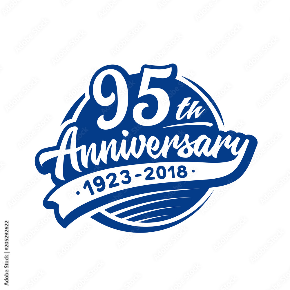 Fototapeta premium 95 years anniversary design template. Vector and illustration. 95th logo. 