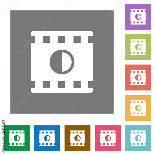 Movie contrast square flat icons