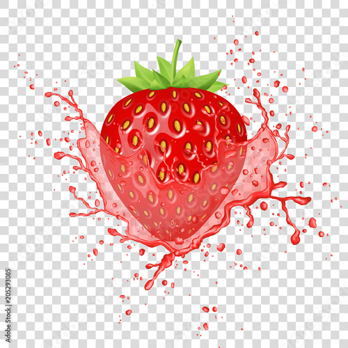 Vector strawberry juice splash.