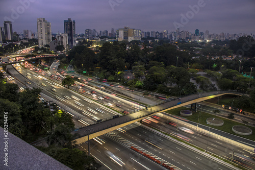 Skyline of Sao Paulo city at nightfall