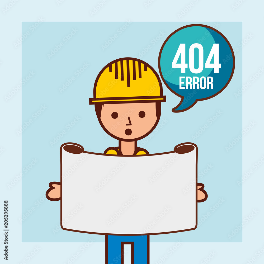 worker holds message 404 error page not found vector illustration worker holds message 404 error page not found vector illustration