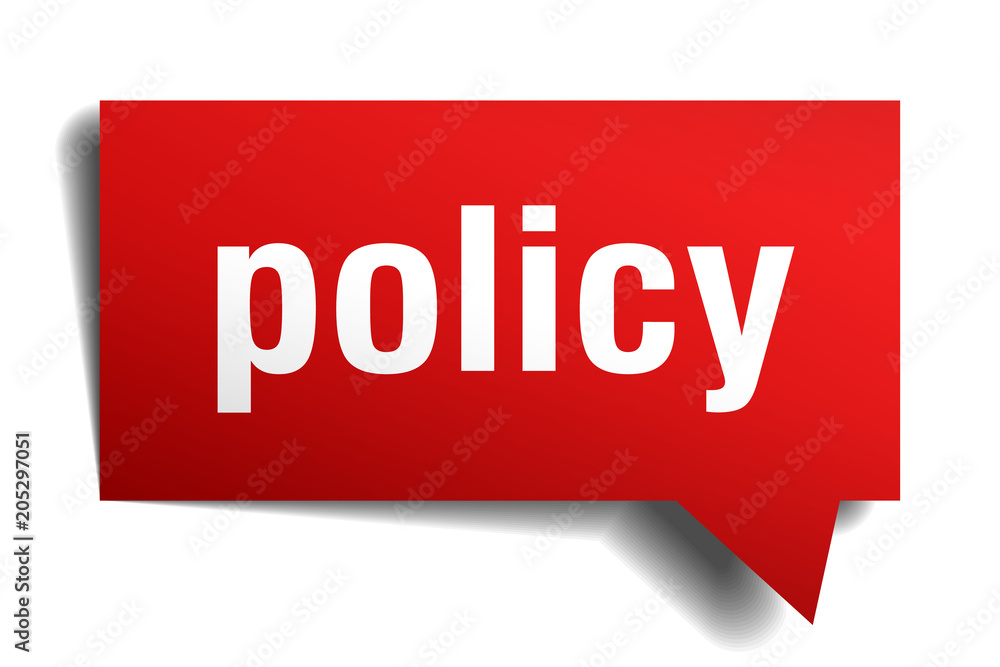 policy red 3d speech bubble