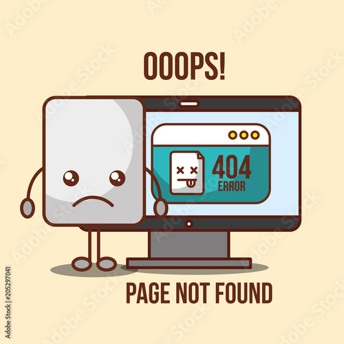 404 error page not found ooops computer vector illustration