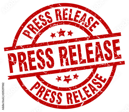 press release round red grunge stamp