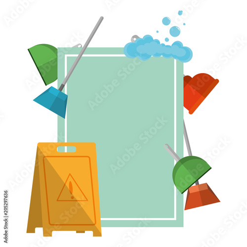 emblem with clean house objects style