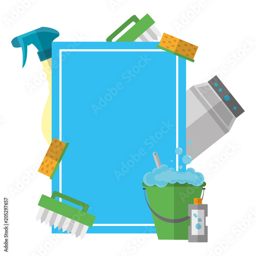 emblem style with clean house objects