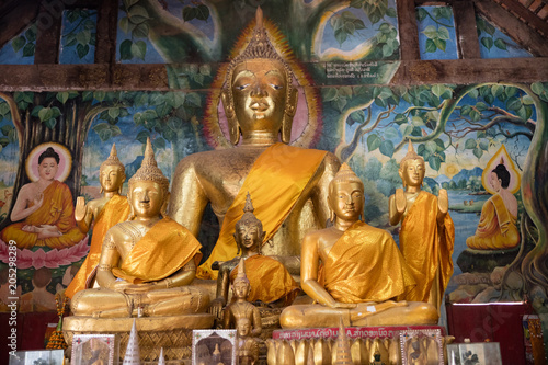 Laos  November 2016. Interior in Buddhist temple
