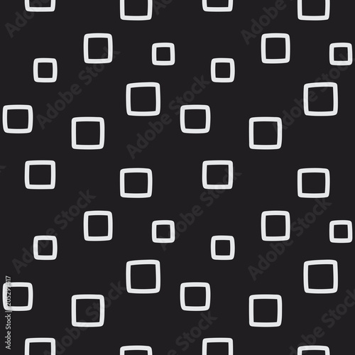 Hand drawn rounded rectangles vector seamless pattern. Decorative abstract background. Retro style simple graphic texture in black and white.