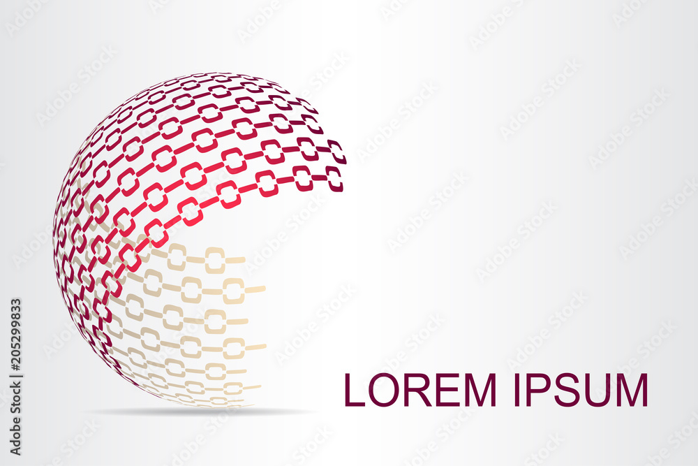 Abstract technology logo stylized spherical surface with abstract shapes. Abstract technology logo stylized spherical surface with abstract shapes.