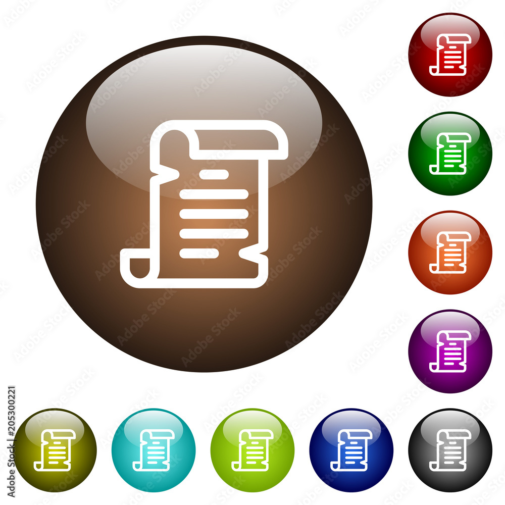 Paper scroll color glass buttons Paper scroll color glass buttons