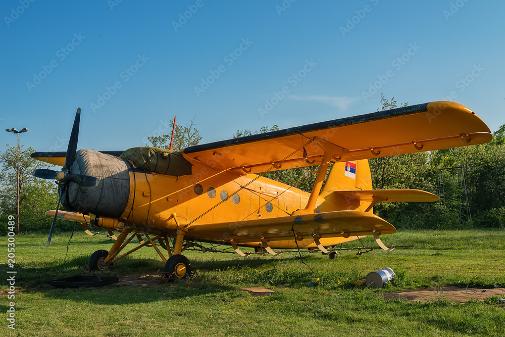 Old aircraft close up on grass Old aircraft close up on grass