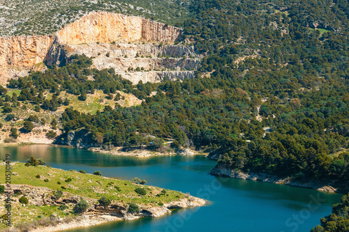 Beautiful mountain landscape near El Chorro Gorge, Andalusia, Spain