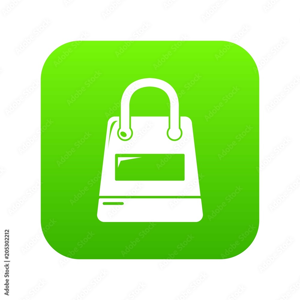 Shopping bag icon green vector isolated on white background Shopping bag icon green vector isolated on white background
