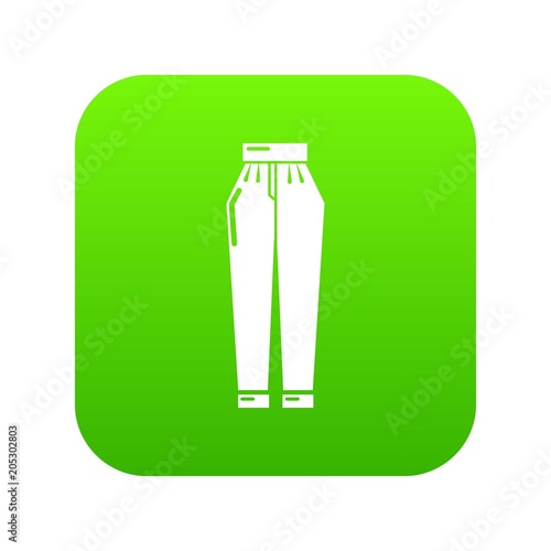 Pant icon green vector isolated on white background