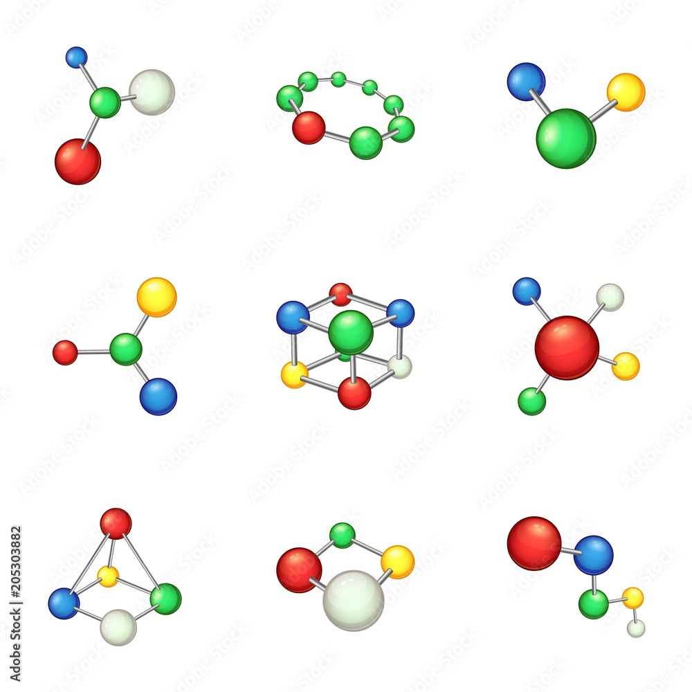 Chemical world icons set. Cartoon set of 9 chemical world vector icons for web isolated on white background Chemical world icons set. Cartoon set of 9 chemical world vector icons for web isolated on white background