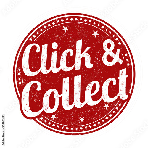 Click and collect grunge rubber stamp