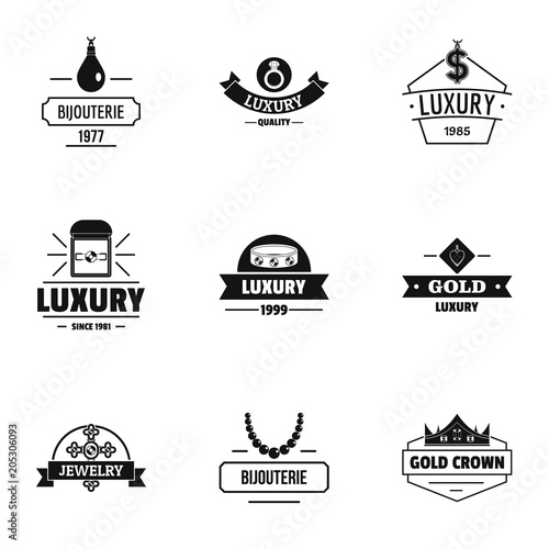 Luxuriousness logo set. Simple set of 9 luxuriousness vector logo for web isolated on white background