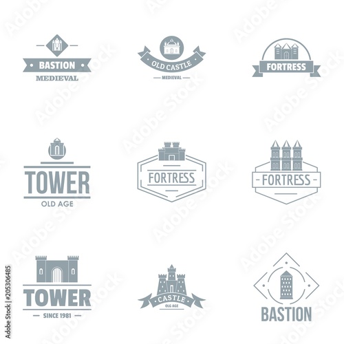 Graduation tower logo set. Simple set of 9 graduation tower vector logo for web isolated on white background