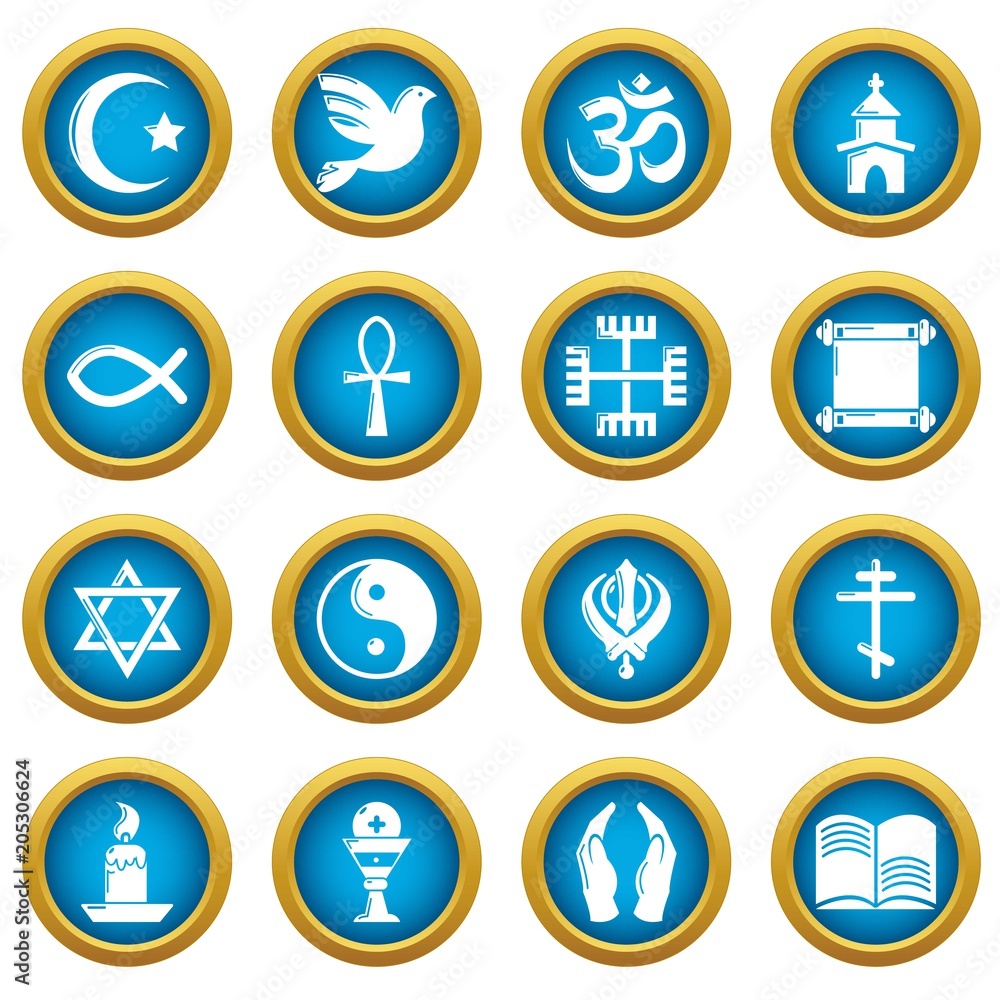 Religion icons set. Simple illustration of 16 religion vector icons for web