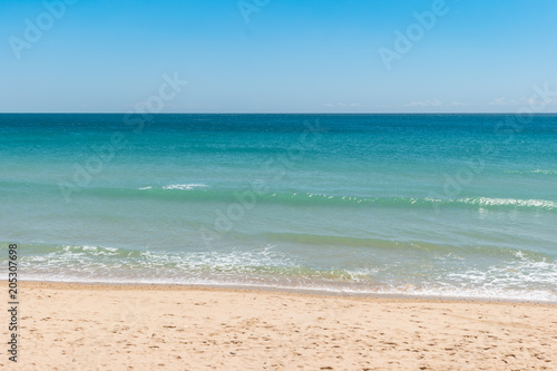 Beautiful Porto de Mos beach near Lagos in Algarve region Portugal © anammarques