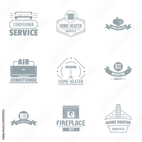 Air conditioner logo set. Simple set of 9 air conditioner vector logo for web isolated on white background