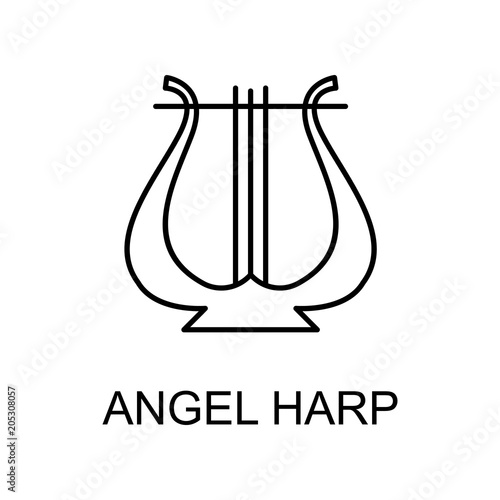angel harp icon. Element of simple music icon for mobile concept and web apps. Thin line angel harp icon can be used for web and mobile