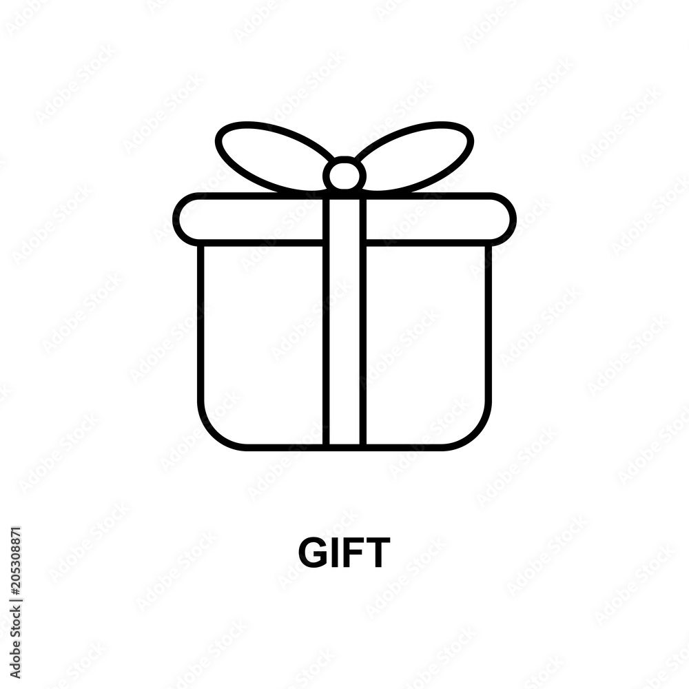gift box icon. Element of simple web icon with name for mobile concept and web apps. Thin line gift box icon can be used for web and mobile gift box icon. Element of simple web icon with name for mobile concept and web apps. Thin line gift box icon can be used for web and mobile