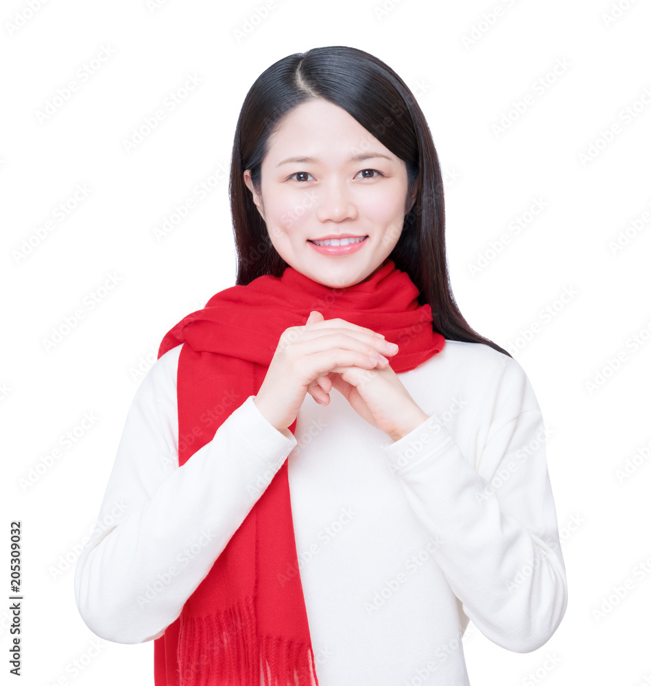 asian girl with Congratulation gesture