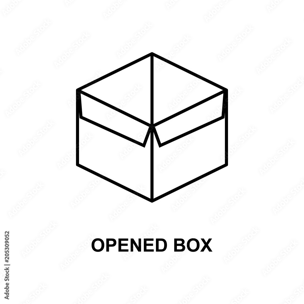 opened box icon. Element of simple web icon with name for mobile concept and web apps. Thin line opened box icon can be used for web and mobile opened box icon. Element of simple web icon with name for mobile concept and web apps. Thin line opened box icon can be used for web and mobile