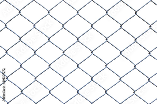 Metal wire fence or cage on white background with clipping path