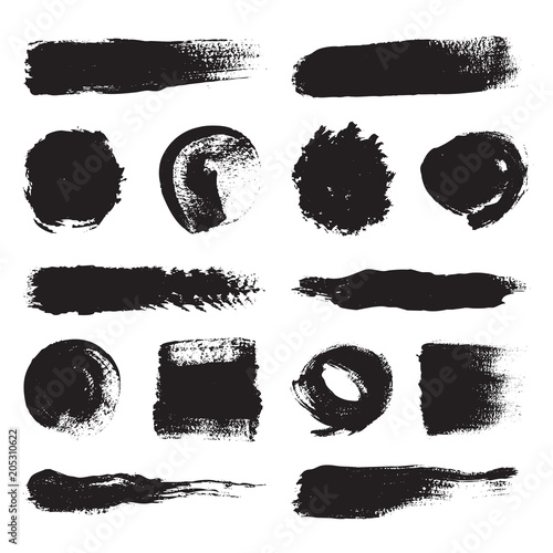 Set of brushes. Collection of black icons. Texture and background.