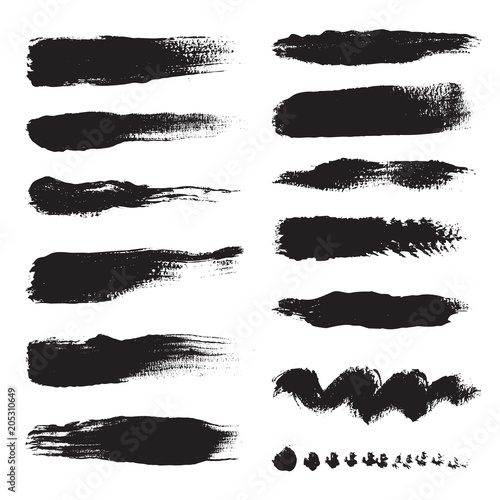 Set of brushes. Collection of black icons. Texture and background.