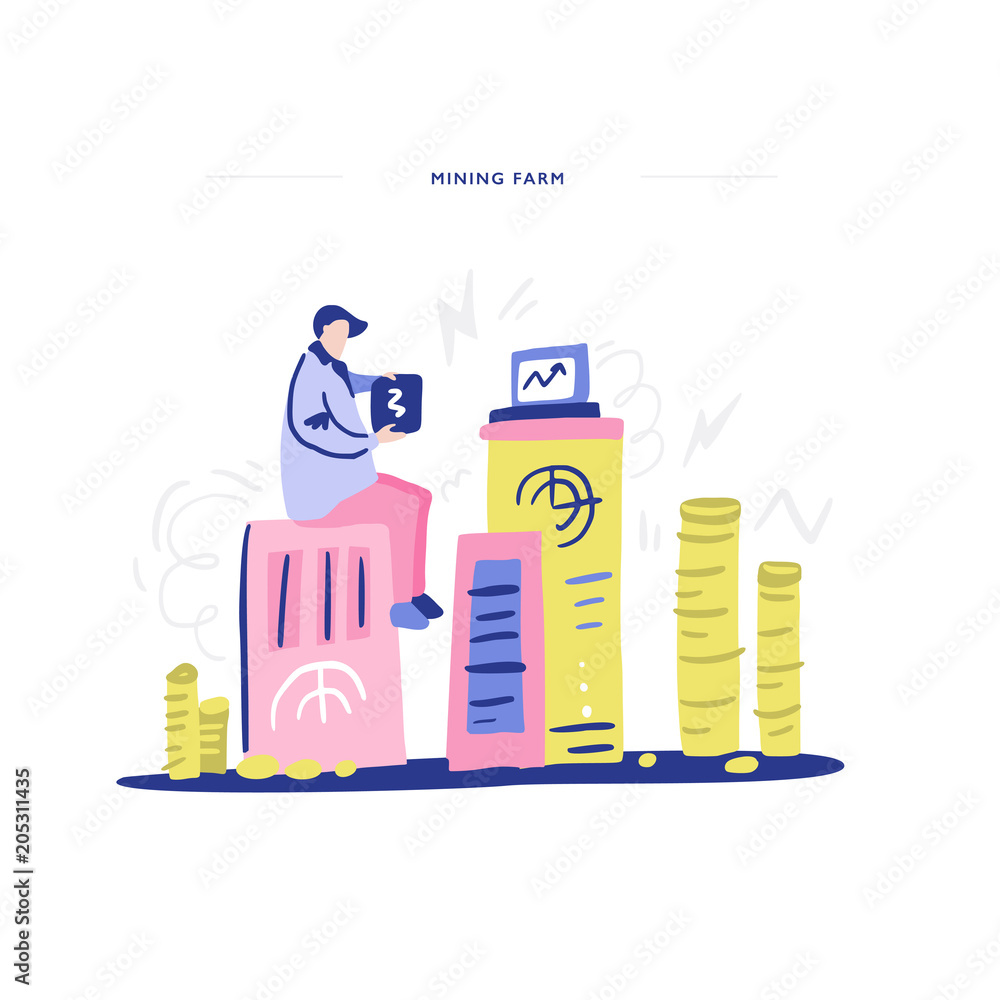 Man mining bitcoins Man mining bitcoins
