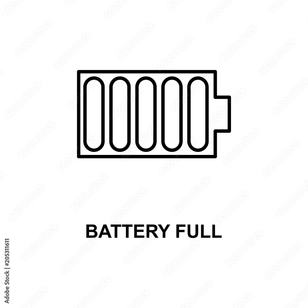 battery full sign icon. Element of simple web icon with name for mobile concept and web apps. Thin line battery full sign icon can be used for web and mobile battery full sign icon. Element of simple web icon with name for mobile concept and web apps. Thin line battery full sign icon can be used for web and mobile