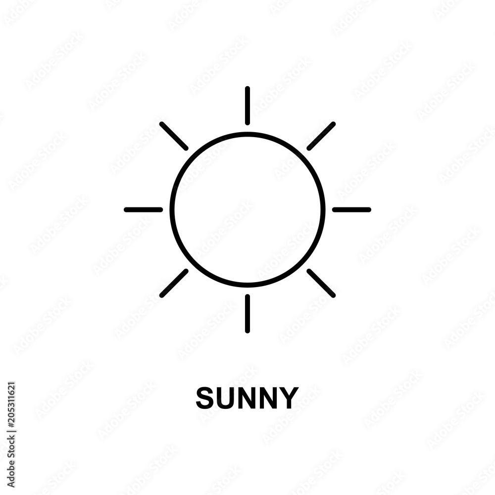 sunny sign icon. Element of simple web icon with name for mobile concept and web apps. Thin line sunny sign icon can be used for web and mobile