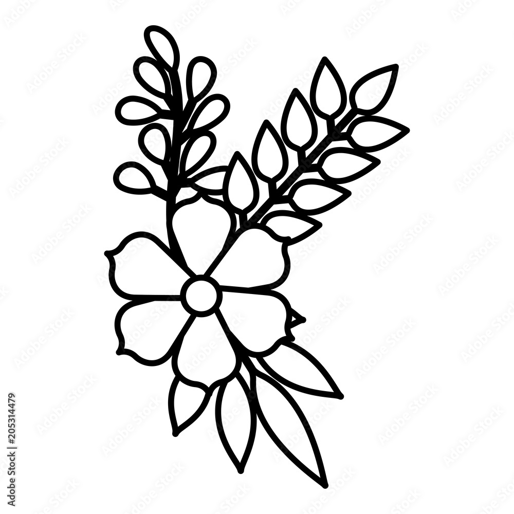 Fototapeta premium flower and leafs decorative icon vector illustration design