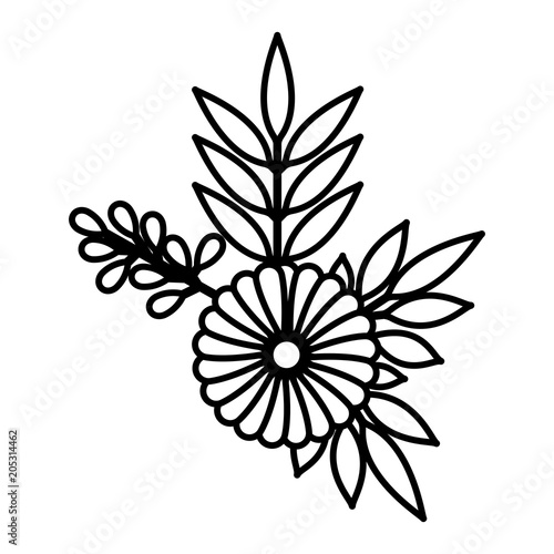 sunflower and leafs decorative icon vector illustration design © grgroup