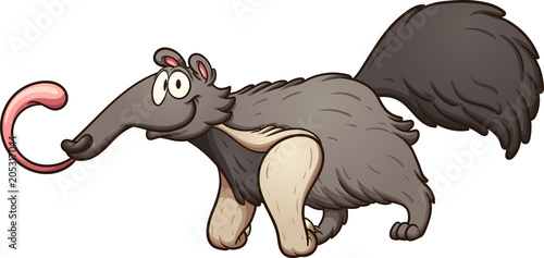 Cartoon anteater with tongue out. Vector clip art illustration with simple gradients. All in a single layer layer. 