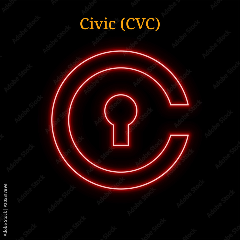 Red neon Civic (CVC) cryptocurrency symbol Red neon Civic (CVC) cryptocurrency symbol