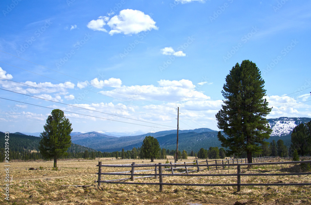 Obraz premium the blue sky and the road to the mountains