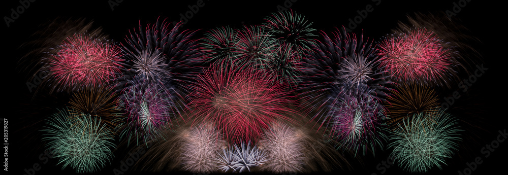 Many blasts and flashes of fireworks isolated on black Many blasts and flashes of fireworks isolated on black