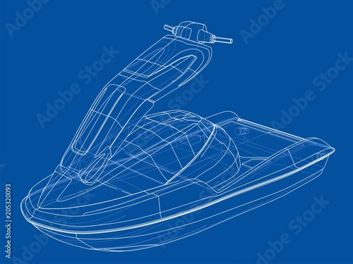 Jet ski sketch. Vector