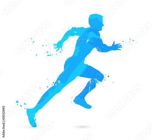 Visual drawing silhouettes of runner